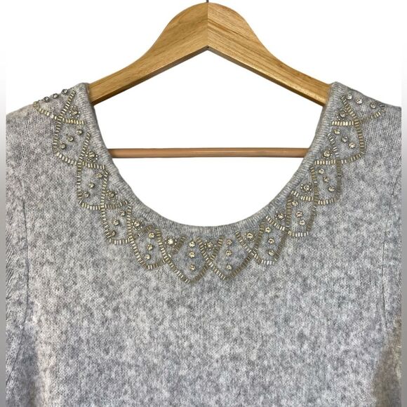 Soft Surroundings Gray Sweater with Silver Beading Size Medium - Picture 3 of 7